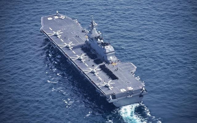 Nhật Bản xác nhận Izumo có thể được nâng cấp thành tàu sân bay Ảnh: Kyodo