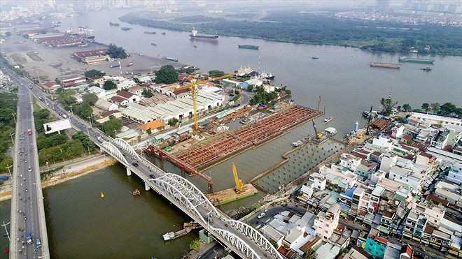 Cống kiểm soát triều Tân Thuận thuộc dự án chống ngập 10.000 tỷ đồng ngưng thi công từ cuối tháng 4 