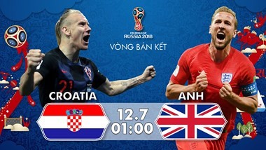 Lịch thi đấu bán kết World Cup hôm nay: Thắp mộng bá vương Croatia vs Anh, 01h00 ngày 12/7