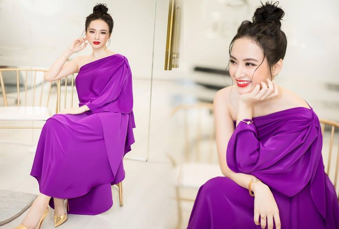Angela Phương Trinh mặc đầm tím lệch vai, khoe làn da trắng ngần Angela Phương Trinh hóa nữ thần khi bỏ gu mặc hở