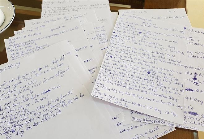 'Bức cung' học trò vụ 231 cái tát Bản tường trình theo hệ thống câu hỏi “khảo sát” các em học sinh