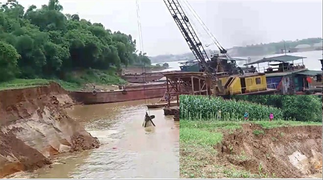 Tiền tỷ trôi sông, dân kêu không thấu? Cận cảnh tàu cuốc khai thác cát làm sạt lở đất nông nghiệp của người dân