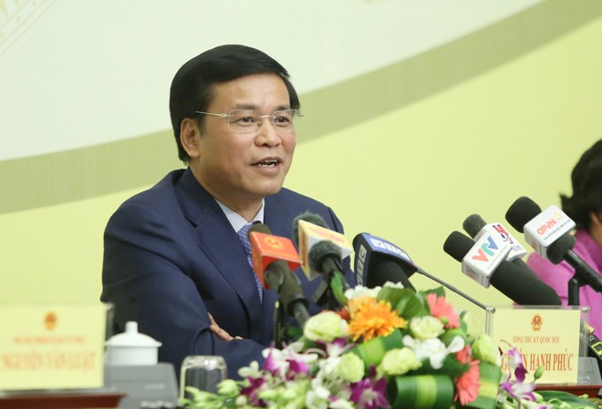 Quốc hội sẽ lấy phiếu tín nhiệm trước khi chất vấn Văn phòng Quốc hội họp báo trước kỳ họp. Ảnh: như ý