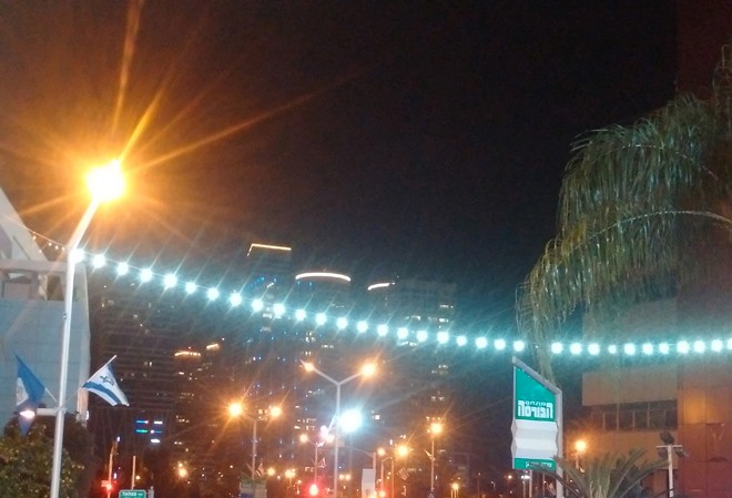 Tối thứ sáu kỳ lạ ở Tel Aviv Ðường phố khu vực trung tâm Tel Aviv vắng tanh không một bóng người vào lúc 8h tối ngày thứ sáu, bắt đầu ngày lễ Shabbat hàng tuần tại Israel Ảnh: Việt Hùng