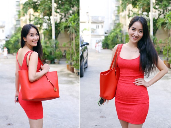 Khánh Thi lộ đường cong sexy với váy đỏ bó sát Khánh Thi lộ đường cong sexy với váy đỏ bó sát