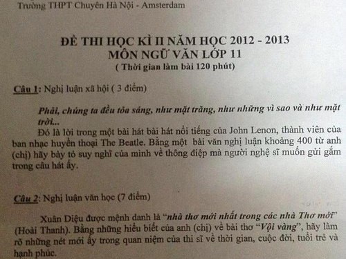 Đề thi xuất hiện sao, dân mạng thích thú Đề thi xuất hiện sao, dân mạng thích thú