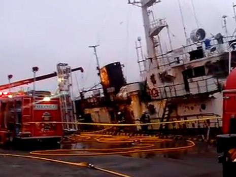 Cháy tàu ở Nhật, 6 người Nga thiệt mạng Hiện trường vụ cháy tàu ở Nhật khiến 6 người Nga thiệt mạng