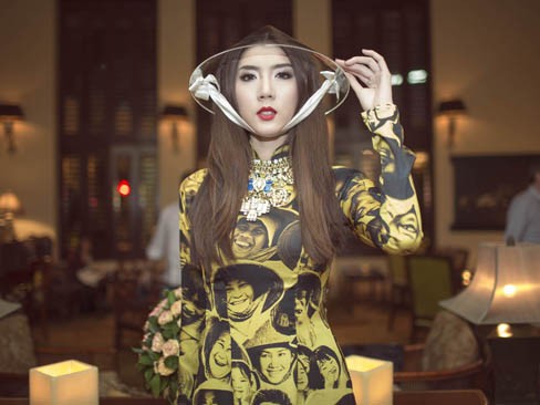 Ngọc Quyên nổi bật với áo dài in họa tiết 'độc' Ngọc Quyên nổi bật với áo dài in họa tiết 'độc'
