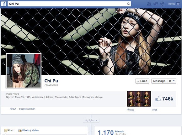 Hot girl Chi Pu bất ngờ đổi trang cá nhân có 1 triệu like Hot girl Chi Pu bất ngờ đổi trang cá nhân có 1 triệu like