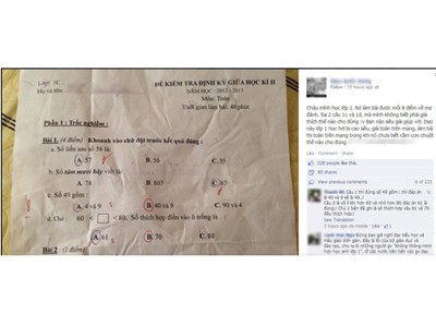 Bài kiểm tra Toán lớp 1 Bài kiểm tra Toán lớp 1 "dậy sóng" trên Facebook