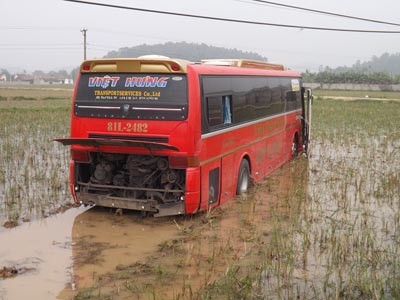 Xe khách lao xuống ruộng, hơn 30 hành khách thoát chết Xe khách lao xuống ruộng, hơn 30 hành khách thoát chết
