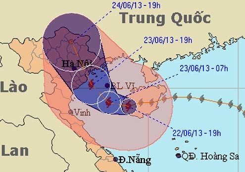 Bão số 2 suy yếu, gây mưa to từ miền Bắc tới Quảng Trị Bão số 2 suy yếu, gây mưa to từ miền Bắc tới Quảng Trị