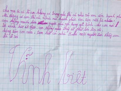 Học sinh lớp 5 tự tử, để lại thư tuyệt mệnh? Học sinh lớp 5 tự tử, để lại thư tuyệt mệnh?