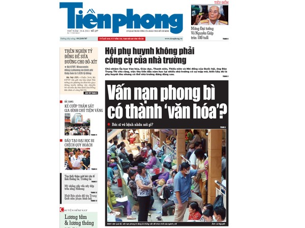 Tin bài đáng chú ý trên nhật báo Tiền Phong Tin bài đáng chú ý trên nhật báo Tiền Phong