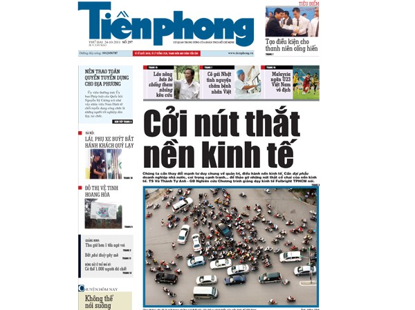 Tin bài đáng chú ý trên nhật báo Tiền Phong số 297 Tin bài đáng chú ý trên nhật báo Tiền Phong số 297