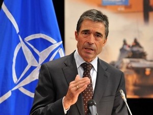 NATO dừng chiến dịch quân sự tại Libya vào 31-10 Tổng Thư ký NATO Anders Fogh Rasmussen tại cuộc họp báo. (Ảnh: THX/TTXVN)