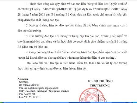 Hàng loạt ĐH, CĐ 'lén lút' đào tạo liên thông Hàng loạt ĐH, CĐ 'lén lút' đào tạo liên thông