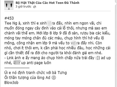 Nữ sinh tự tử vì trang Facebook 'Hot Teen Đà Thành' Nữ sinh tự tử vì trang Facebook 'Hot Teen Đà Thành'
