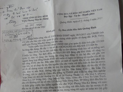 Trần tình của Giám đốc Vườn Quốc gia Trần tình của Giám đốc Vườn Quốc gia