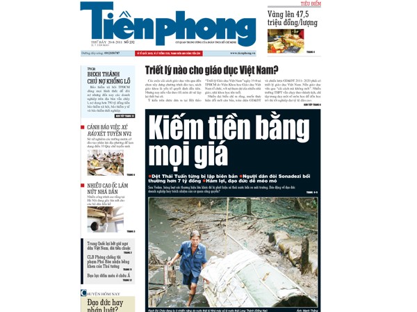 Tin bài đáng chú ý trên nhật báo Tiền Phong Tin bài đáng chú ý trên nhật báo Tiền Phong