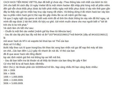 Lời giải nạp thẻ Viettel tài khoản nhân 10 lần Lời giải nạp thẻ Viettel tài khoản nhân 10 lần