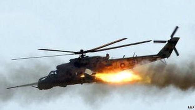 Lính Azerbaijan bắn rơi trực thăng Armenia Một trực thăng Mi-24 của quân đội Armenia, tương tự như chiếc bị bắn rơi.