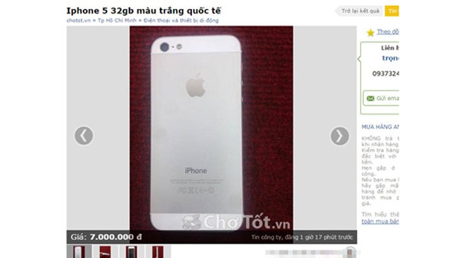Chiêu lừa gái xinh dụ mua iPhone giá rẻ rồi cướp Một tin rao trên mạng bán iPhone 5S của nhóm lừa đảo để cướp - Ảnh: Đức Tiến
