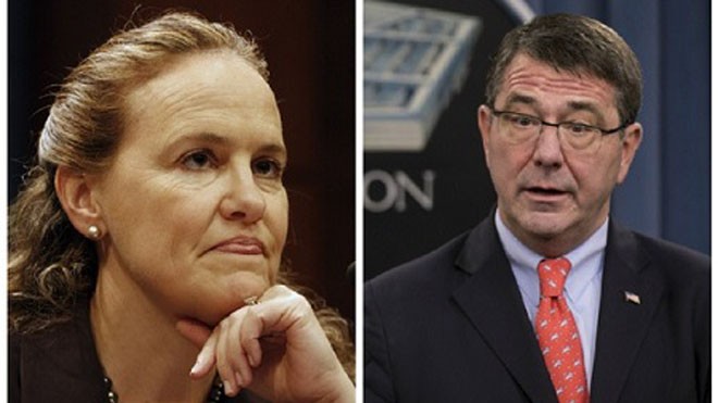 Ai sẽ làm chủ “ghế nóng” Lầu Năm Góc? Bà Michèle Flournoy và ông Ashton Carter đề từng là những cựu quan chức cấp cao của Lầu Năm Góc