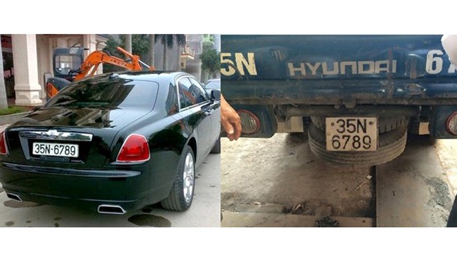 Rolls-Royce 17 tỷ đồng đeo biển số giả 35N-6789 Chiếc xe siêu sang và ôtô tải cùng chung biển số 35N-6789. Ảnh: FB.