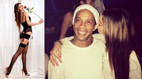 Bồ mới của “Rô vẩu” là fan ruột M.U Ronaldinho hạnh phúc bên người đẹp Jelena