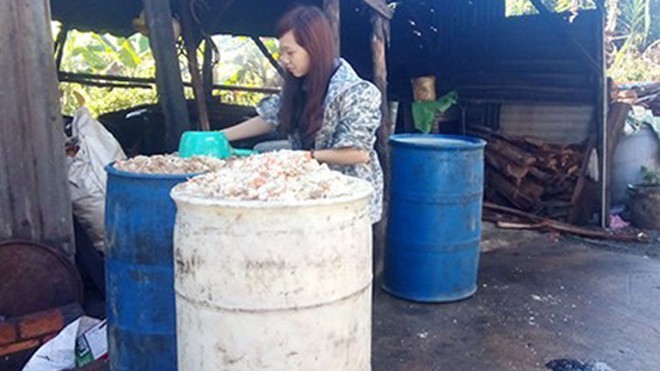 Mua 'cơm heo' cũng phải chung chi Cơm thừa đang là lĩnh vực béo bở đối với các “cò”. Giá một thùng cơm 220 lít lấy trực tiếp từ công ty chỉ 90.000-120.000 đồng nhưng qua “cò” thì giá lên đến 180.000-220.000 đồng.