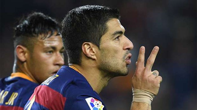Suarez: 'Tôi hướng đến chức vô địch Liga chứ không phải Vua phá lưới' Ngôi sao mang áo số 9 của Barca đang tiến gần đến Pichichi đầu tiên trong sự nghiệp. Ảnh: Reuters
