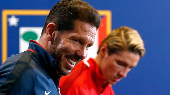 Simeone ví đấu với Bayern như ra chiến trường Diego Simeone thể hiện sự tự tin trong buổi họp báo trước trận. Ảnh: Reuters.