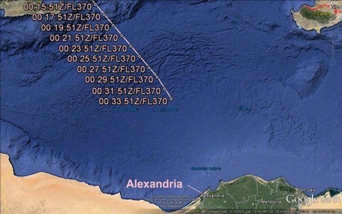Máy bay chở khách Ai Cập có thể đã rơi xuống biển Vị trí MS804 biến mất khỏi màn hình radar. Ảnh: Aviation Herald.