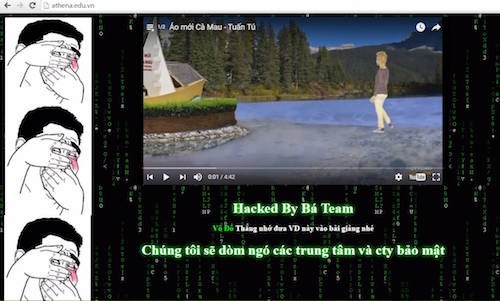 Một trung tâm an ninh mạng Việt Nam bị hacker tấn công Giao diện của trang athena.edu.vn khi bị hacker tấn công.