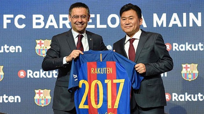 Công ty Nhật Bản đổ 250 triệu đôla vào Barca Trên áo đấu Barca sẽ có cái tên mới từ mùa 2017-2018. Ảnh: Reuters