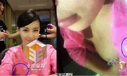 Nữ diễn viên Hoa ngữ vướng scandal ảnh nhạy cảm Các fan so sánh ảnh trang phục đời thường của Giả Thanh (trái) với hình ảnh trên mạng.