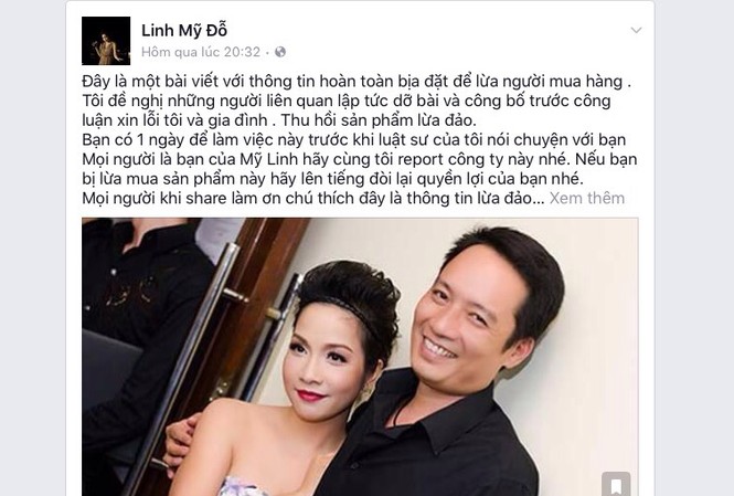 Diva Mỹ Linh “nổi đóa” vì hai vợ chồng bị lợi dụng hình ảnh Diva Mỹ Linh “nổi đóa” vì hai vợ chồng bị lợi dụng hình ảnh