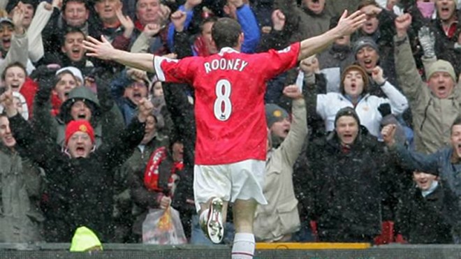 Trở lại Everton, Rooney đăng ảnh tri ân M.U Khoảnh khắc anh chạy về phía các CĐV nhà sau khi ghi bàn vào lưới Newcastle năm 2005.
