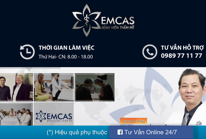 Một phụ nữ nguy kịch sau phẫu thuật thẩm mỹ gọt cằm Quảng cáo độn cầm trên wessite của Bệnh viện thẩm mỹ Emcas