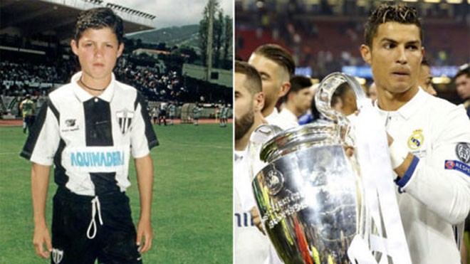Ronaldo kể chuyện lén tập vào ban đêm khi mới 11 tuổi Ronaldo từng là một cậu bé gầy gò trước khi trở nên vạm vỡ như ngày nay.