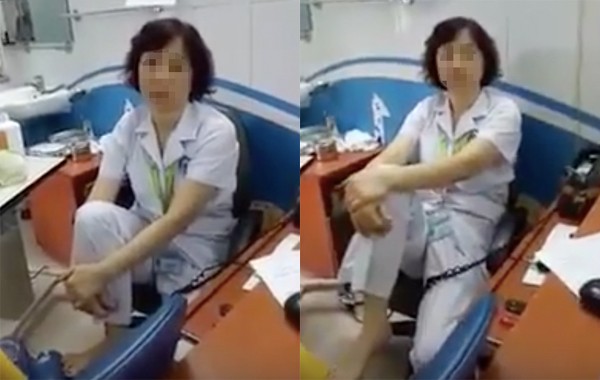 Nữ tiến sĩ gác chân lên ghế bị hạ bậc thi đua TS.BS Nguyễn Thị M. bị hạ bậc thi đua 1 tháng vì gác chân lên ghế