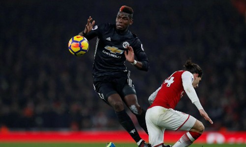 Ngôi sao Pogba: 'Định mệnh ngăn tôi đối đầu Man City' Pogba và tình huống dẫn tới thẻ đỏ. Ảnh: Reuters.