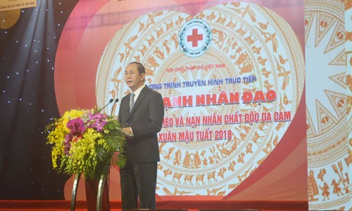 Hội Chữ thập đỏ cần hướng đến người dễ bị tổn thương trong xã hội Chủ tịch nước Trần Đại Quang phát biểu tại Chương trình “Sức mạnh nhân đạo” xuân Mậu Tuất 2018. Ảnh: Kiến Nghĩa