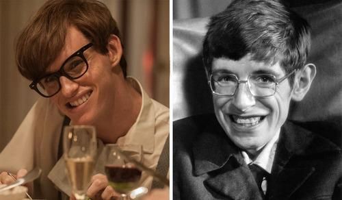 'The Theory of Everything’ - tượng đài Stephen Hawking trên màn ảnh Eddie Redmayne (trái) tiếp xúc với Stephen Hawking nhiều tháng để hiểu về tâm lý của nhân vật anh hóa thân.