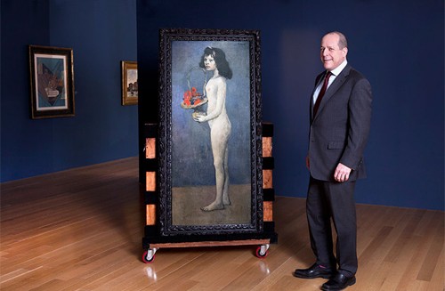 Bức họa bé gái khỏa thân của Picasso gây tranh luận Bức "Cô bé và giỏ hoa" của Picasso. Ảnh: Christie's.