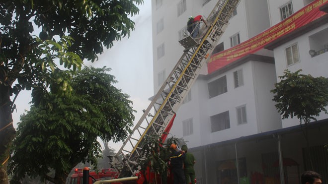 Thái Nguyên: Diễn tập phương án PCCC tại chung cư Tiến Bộ Thái Nguyên: Diễn tập phương án PCCC tại chung cư Tiến Bộ