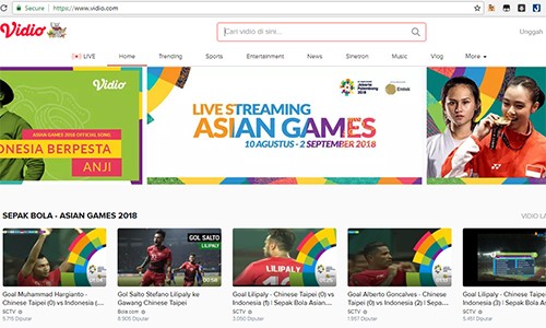 Bản quyền online siết chặt trước trận đầu của Việt Nam tại Asiad Vidio thông báo livestream Asiad 2018 và một số người dùng Việt đã theo dõi được vài trận đầu.