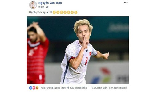 Trang cá nhân cầu thủ Olympic ngập lời chúc mừng chiến thắng Trang cá nhân cầu thủ Olympic ngập lời chúc mừng chiến thắng