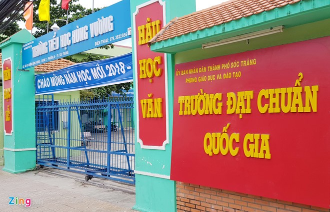 Hiệu trưởng xây bếp ăn trong trường bị kỷ luật? Trường Tiểu học Hùng Vương ở TP Sóc Trăng. Ảnh: Việt Tường.